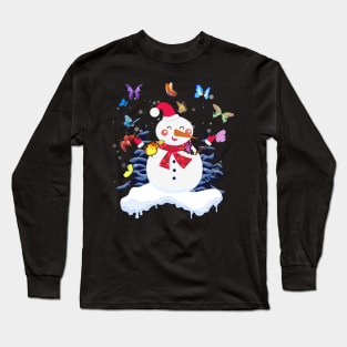 Cute Snowman Butterlfy Costume Gift Long Sleeve T-Shirt